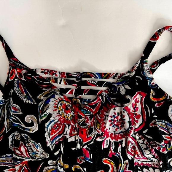 Paisley print sleeveless side zip gaucho style jumpsuit size Medium 100% Rayon - Picture 3 of 9